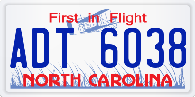 NC license plate ADT6038
