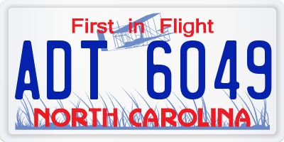 NC license plate ADT6049