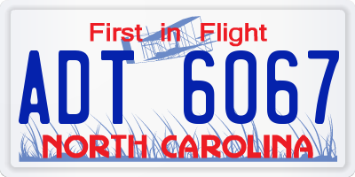 NC license plate ADT6067