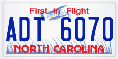 NC license plate ADT6070