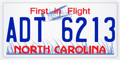 NC license plate ADT6213