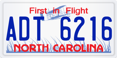 NC license plate ADT6216