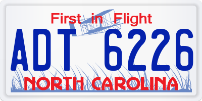 NC license plate ADT6226