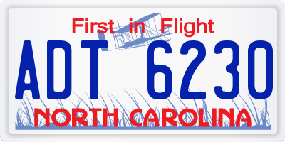 NC license plate ADT6230