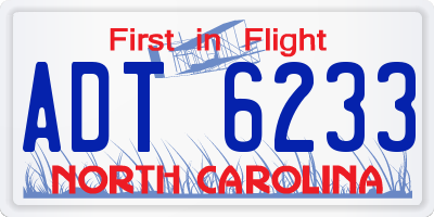 NC license plate ADT6233