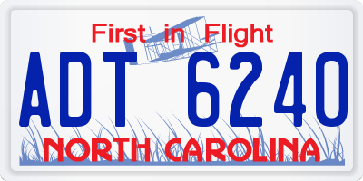 NC license plate ADT6240