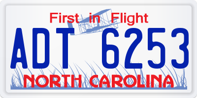 NC license plate ADT6253