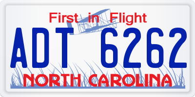 NC license plate ADT6262