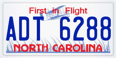 NC license plate ADT6288