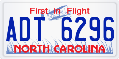 NC license plate ADT6296