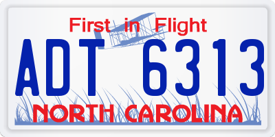 NC license plate ADT6313