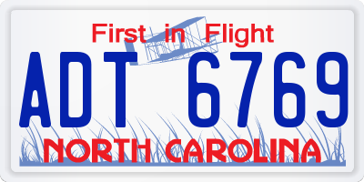 NC license plate ADT6769