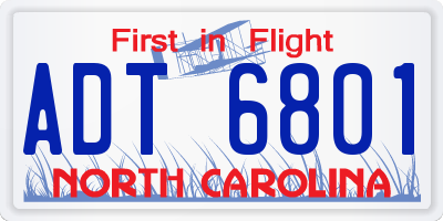 NC license plate ADT6801