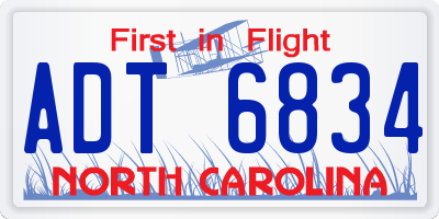 NC license plate ADT6834