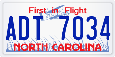 NC license plate ADT7034