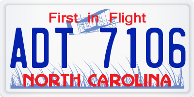 NC license plate ADT7106
