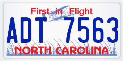 NC license plate ADT7563