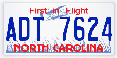 NC license plate ADT7624