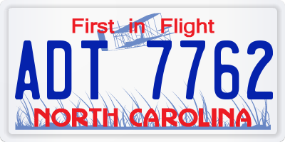 NC license plate ADT7762