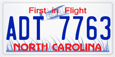 NC license plate ADT7763