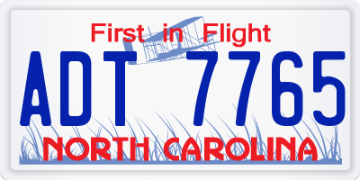 NC license plate ADT7765