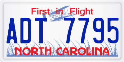 NC license plate ADT7795