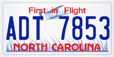 NC license plate ADT7853