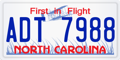 NC license plate ADT7988