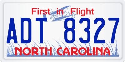 NC license plate ADT8327