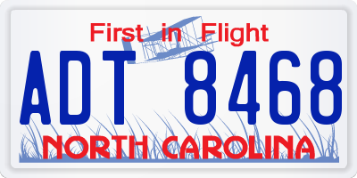 NC license plate ADT8468