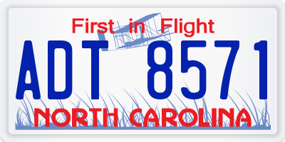 NC license plate ADT8571
