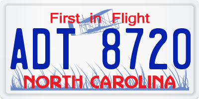 NC license plate ADT8720