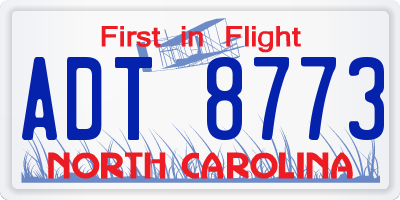 NC license plate ADT8773