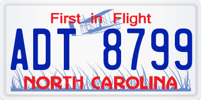 NC license plate ADT8799