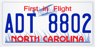 NC license plate ADT8802