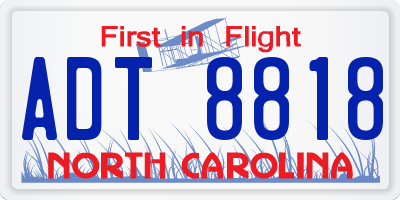 NC license plate ADT8818