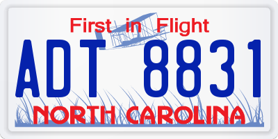 NC license plate ADT8831