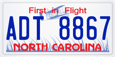NC license plate ADT8867