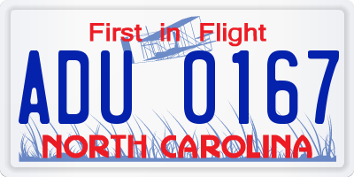NC license plate ADU0167