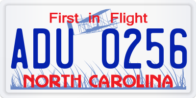 NC license plate ADU0256