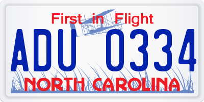 NC license plate ADU0334