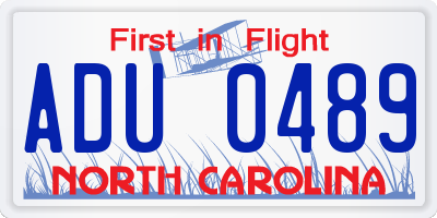NC license plate ADU0489