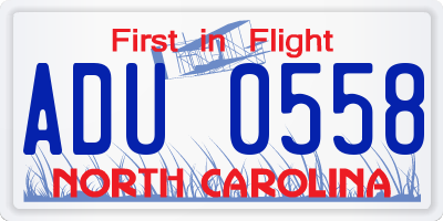 NC license plate ADU0558