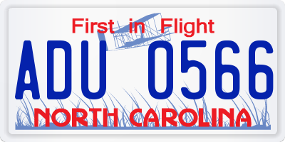 NC license plate ADU0566