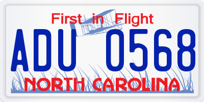NC license plate ADU0568