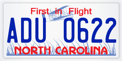 NC license plate ADU0622