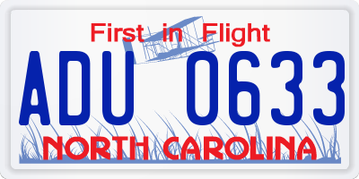 NC license plate ADU0633