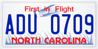 NC license plate ADU0709