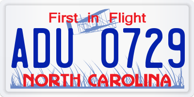NC license plate ADU0729