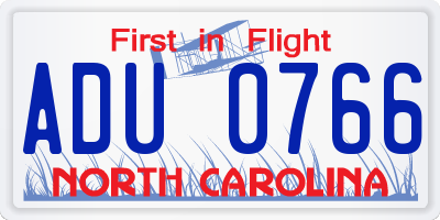 NC license plate ADU0766